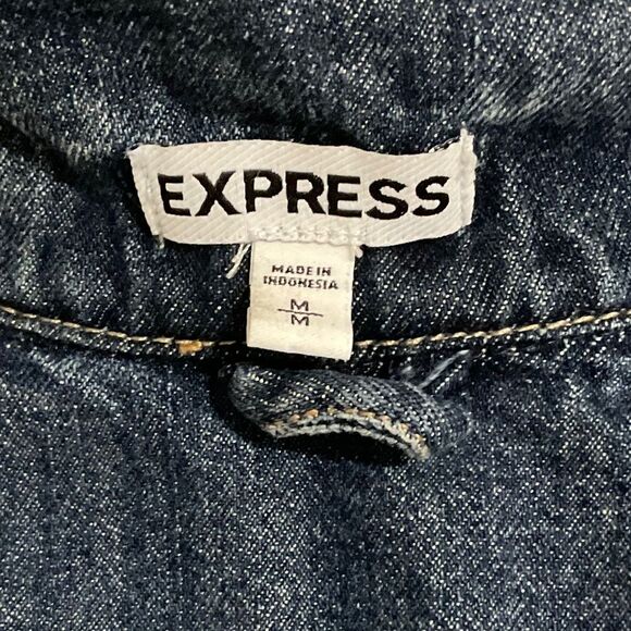 Express denim vest button front sleeveless jacket, size women’s M - Picture 6 of 8